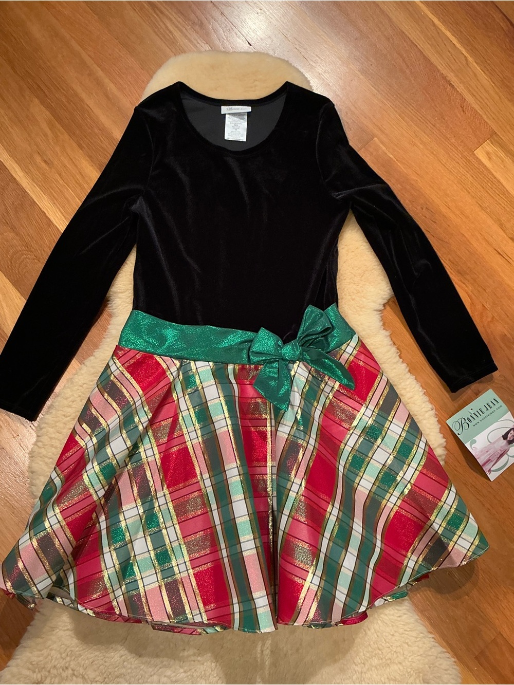 Bonnie Jean girls plaid holiday Christmas dress